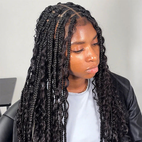 Seamless Deep Wave Crochet Hair Bulk No Weft Virgin Human Hair Extension Natural Black