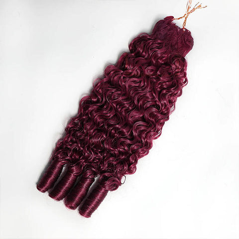 99j Burgundy Color Burmese Curly Crochet Braid Hair Feather Soft Light Weight 50g/pack