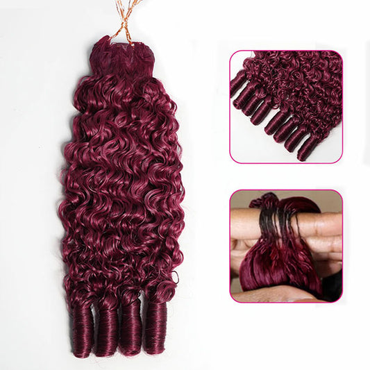 99j Burgundy Color Burmese Curly Crochet Braid Hair Feather Soft Light Weight 50g/pack