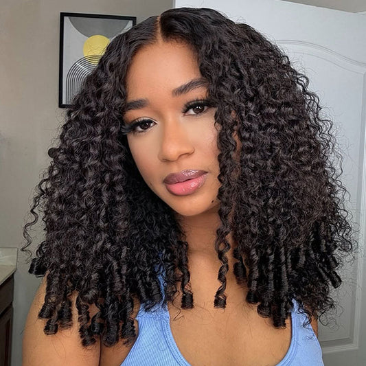 Vshow 360 Invisi Lace Wigs Burmese Curly Hair Wear Go Glueless Human Hair Wigs With Adjustable Strips