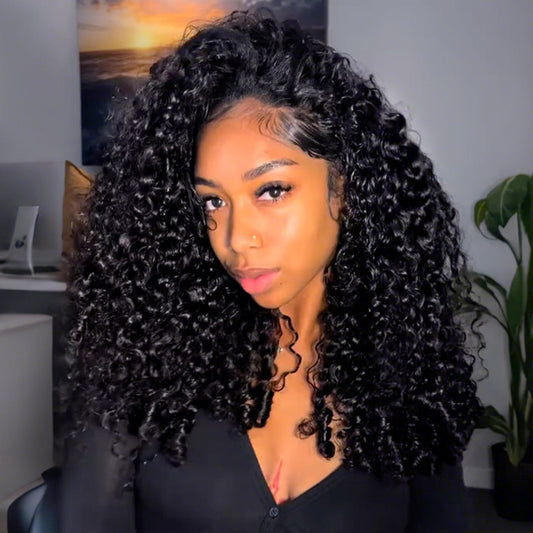 Vshow Burmese Curly Hair Half Wigs 250% Density With Finger Curly At End Flip Over Curly Human Hair Wigs