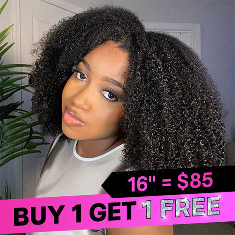 Vshow Afro Curly Wear Go V Part Wigs 180% Density Curly Human Hair Wigs For Women
