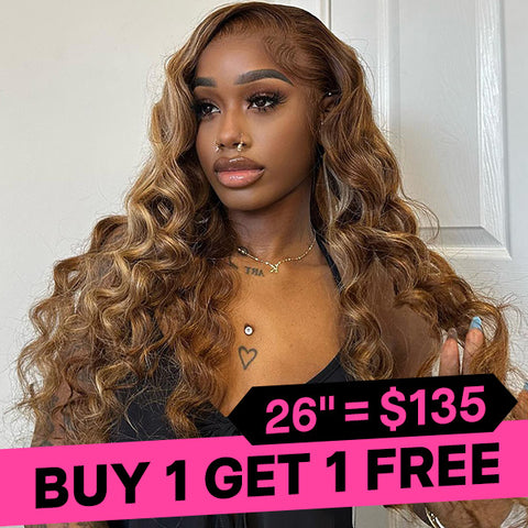 VSHOW Body Wave 4/27 Highlights Human Hair Wig 4x6 Pre Cut Lace Front Wigs For Women