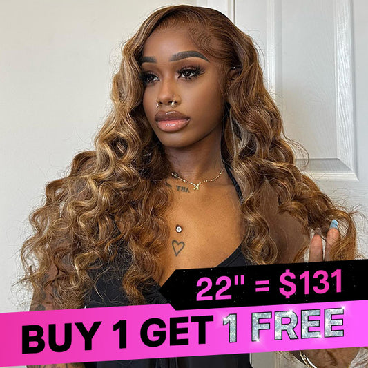 VSHOW Body Wave 4/27 Highlights Human Hair Wig 4x4 Pre Cut Lace Front Wigs For Women