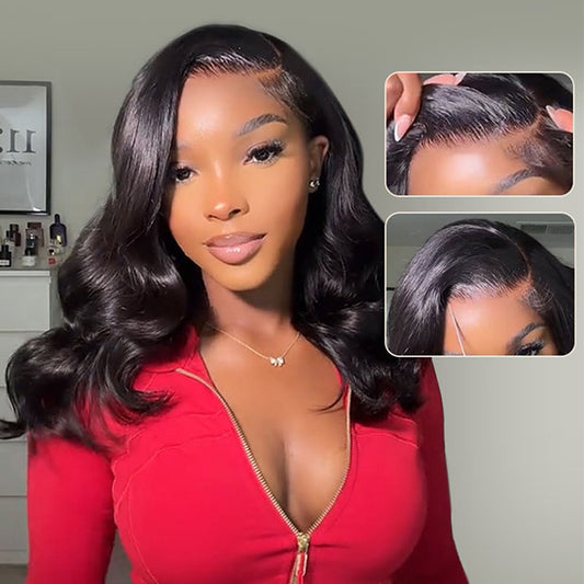C Part Design Body Wave Wigs Layered Cut Yaki Body Pre Cut 10x6 HD Lace Wear Go Glueless Wigs Face Framing Curtain Bangs