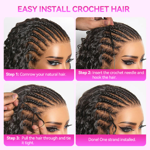 Knotless #30 Brown Burmese Curly Crochet Braid Hair For Miracle Knots Invisiable String Feather Soft Light Weight