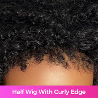 Vshow Drawstring Afro Curly 3 in 1 Half Wigs With 4C Hairline Natural Blend Half Human Hair Wigs For Women