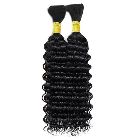 Seamless Deep Wave Crochet Hair Bulk No Weft Virgin Human Hair Extension Natural Black