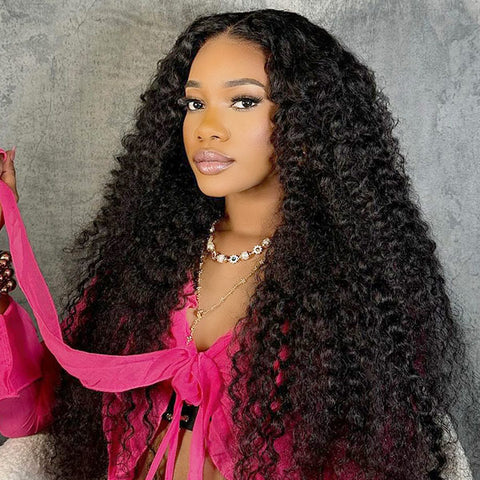 VSHOW Deep Wave Curly Hair Wigs 360 Lace Wigs With Pre Cut Edge And Bleached Knots