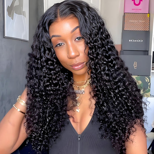 Vshow Glueless 10x6 Lace Front Wigs Deep Wave Wear Go Wig Human Hair Bleached Knots 180% Density