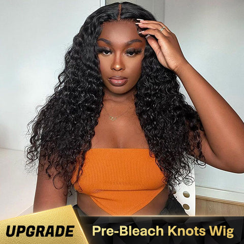 VSHOW Bleached Knots Deep Wave Lace Frontal Wigs 100% Natural Human Hair Wigs
