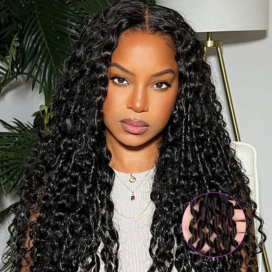 Vshow Finger Coiling Curly Human Hair Glueless Wigs Bleached Knots Wear Go Wigs With Drawstring