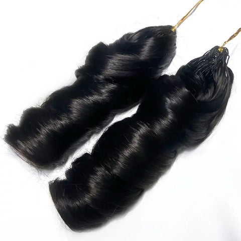 Vshow French Curls Braid Human Hair Extensions Feather Soft Crochet Braid Human Hair Invisible String Miracle Knots Style for Boho Braids Pre Seperated Easy Install