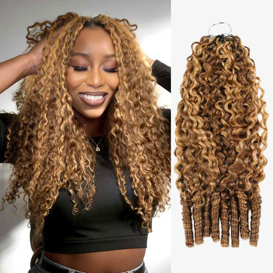 Knotless Highlight Burmese Curly Crochet Braid Human Hair For Miracle Knots Feather Soft for Easy Install