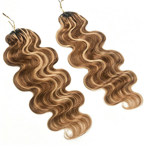 Highlight Color Body Wave Human Hair Crochet Hair Extensions Pre Seperated Hair Easy Install Crochet Braid Hair Feather Soft