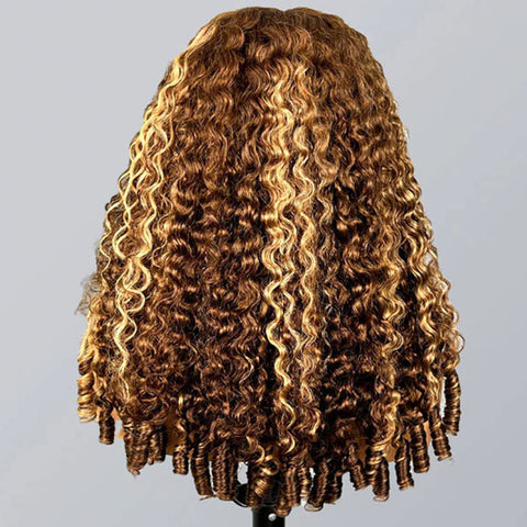 Vshow Ombre Highlight Burmese Curly Hair Wear Go Glueless Wigs 10X6 Pre Cut Lace Wigs With Drawstring