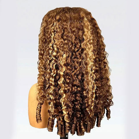 Vshow Ombre Highlight Burmese Curly Hair Wear Go Glueless Wigs 10X6 Pre Cut Lace Wigs With Drawstring