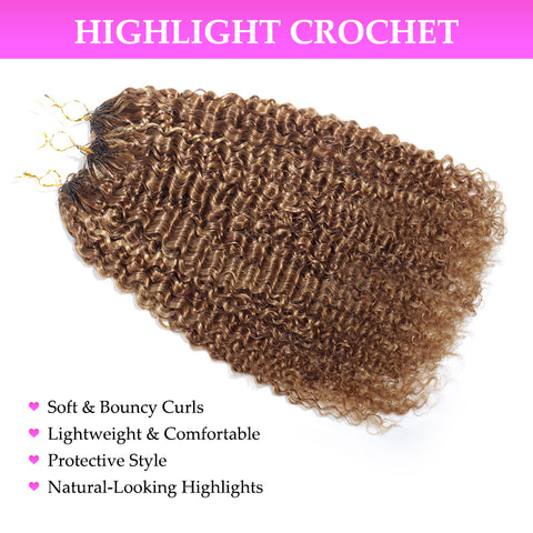 Ombre Highlight Kinky Curly Crochet Hair Extensions Cheap Colored Kinky Curly Crochet Braid Human Hair Pre Seperated Feather Soft