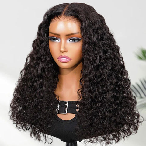 VSHOW Indian Curly Wear Go Glueless Human Hair Wigs Pre Bleached&Pre-cut Lace Front Hair Wigs With Drawstring 250% Density