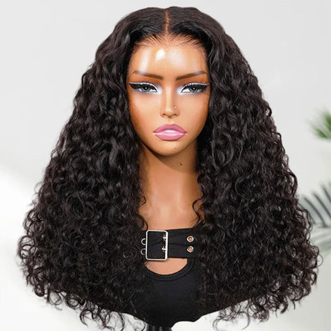 VSHOW Indian Curly Wear Go Glueless Human Hair Wigs Pre Bleached&Pre-cut Lace Front Hair Wigs With Drawstring 250% Density