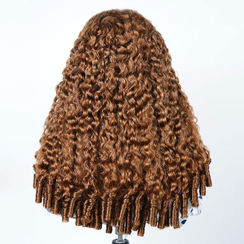 VSHOW Chocolate Brown Burmese Curly 13x6 Pre Cut Lace Front Human Hair Wigs Ear To Ear Wear Go Glueless Wigs For Women