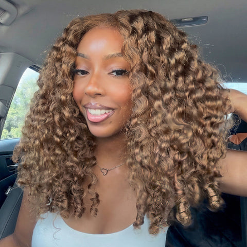 Vshow Burgundy Color Burmese Curly 13x6 Pre Cut Lace Front Human Hair Wigs For Women