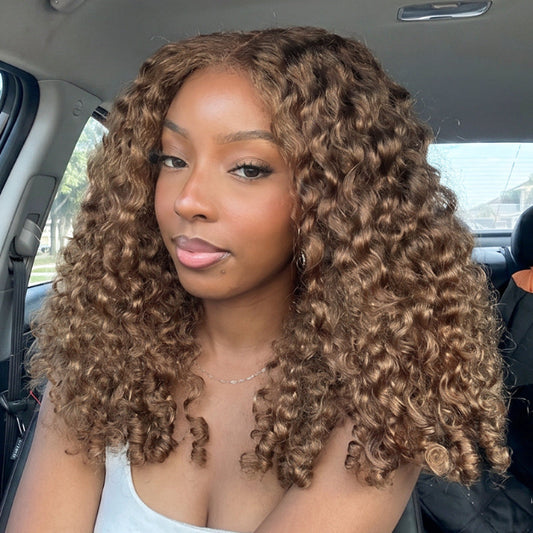 Vshow Burgundy Color Burmese Curly 13x6 Pre Cut Lace Front Human Hair Wigs For Women