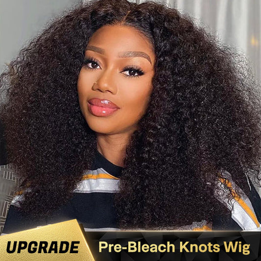 VSHOW HD Lace Front Wigs Kinky Curly Human Hair Bleached Knots Already