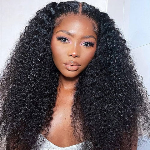 Bleached Knots Kinky Curly Wear Go Glueless Human Hair Wigs 9x6 T Part Lace Wigs For Beginners