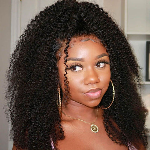 VSHOW Bleached Knots Kinky Curly Human Hair Wear Go Wigs 7x5 Pre Cut HD Lace Wigs