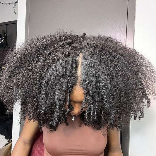 Clearance Sale Short Kinky Culy Hair Wigs No Leave Out V Part Wigs Beginner Friendly