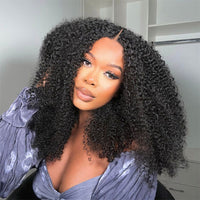 VSHOW Glueless HD Lace Wigs Wear Go Wig Kinky Curly Human Hair 180% Density 10x6 Lace Front Wigs With Bleached Knots