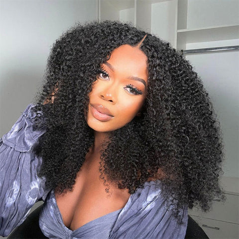 VSHOW Glueless HD Lace Wigs Wear Go Wig Kinky Curly Human Hair 180% Density 10x6 Lace Front Wigs With Bleached Knots