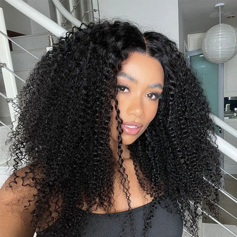 VSHOW Kinky Curly Hair Wear And Go Wigs 360 Full Lace Front Wigs Pre Cut Lace Wig With Bleached Knots