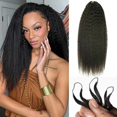 Kinky Straight Crochet Human Hair Pre Separated Knotless Hair Extensions Reusable Feather Soft