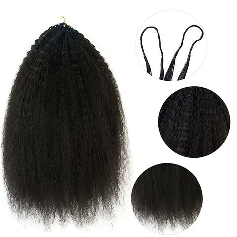 Kinky Straight Crochet Human Hair Pre Separated Knotless Hair Extensions Reusable Feather Soft