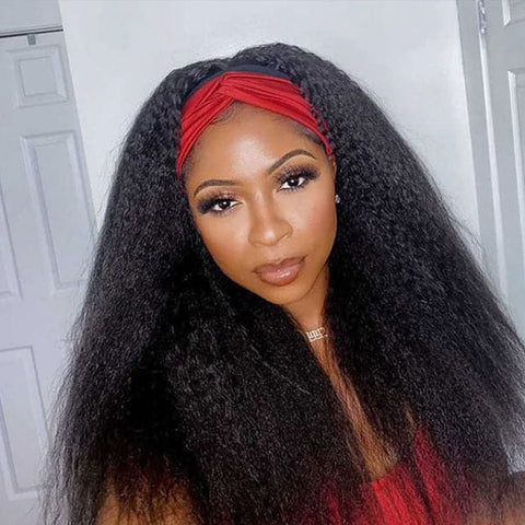 $100 Off Headband Wigs Kinky Straight Human Hair Glueless Wigs For Women