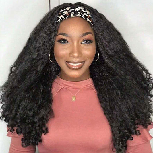 Vshow Kinky Straight Burmese Curly Human Hair Half Wigs 250% Density With Drawstring Natural Blend Wigs