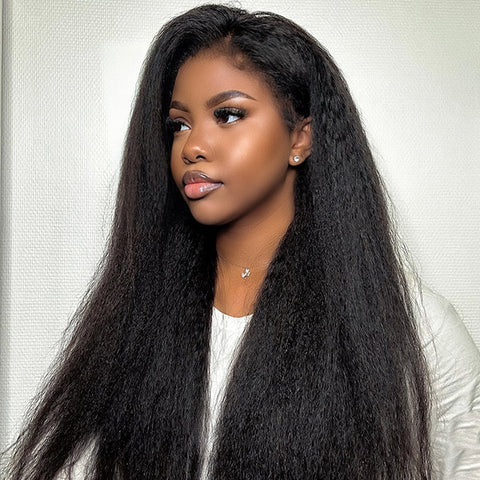 VSHOW Kinky Straight Human Hair Wigs 360 Pre Cut Lace Glueless Wigs For Black Women