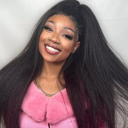 VSHOW Kinky Straight Pre Cut Lace Front Wigs 13x4 13x6 Guleless Human Hair Wigs With Drawstring