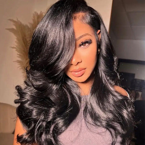 [C Part Design] Bleached Knots Body Wave Wear Go Glueless Wigs Pre Cut Lace Wigs With Drawstring 180% Density Layered Cut Body Wave Wigs For Women