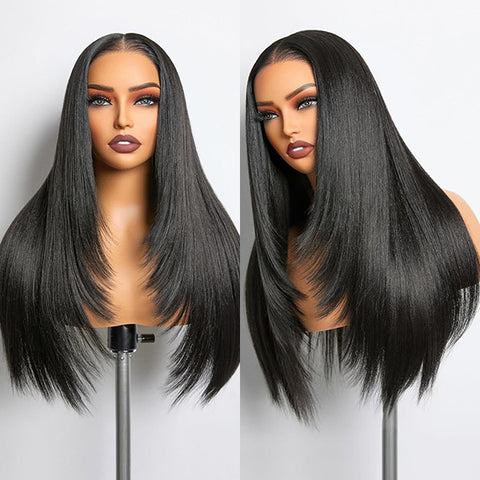 Face-Framing Layered Cut Pre-bleached 10x6 Wear Go Wigs 180% Density Straight Human Hair Wigs