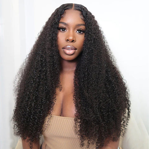 Vshow Afro Curly Human Hair Wear Go Glueless Wigs 180% Density Long Hair Wigs On Sale