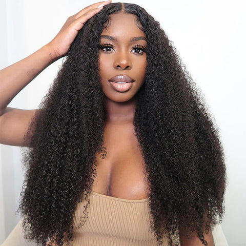 Vshow Afro Curly Human Hair Wear Go Glueless Wigs 180% Density Long Hair Wigs On Sale