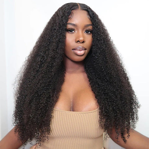 Vshow Afro Curly Human Hair Wear Go Glueless Wigs 180% Density Long Hair Wigs On Sale