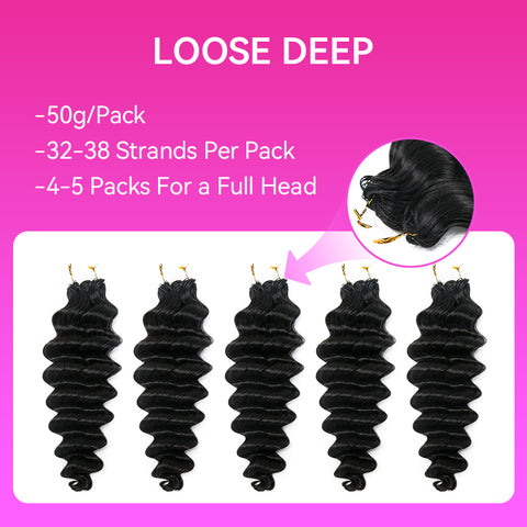 Loose Deep Wave Crochet Braid Human Hair Extensions Pre Seperated Feather Soft 50g/Piece Loose Curly Human Hair Braid Hair For Women Easy Install Hair Pieces