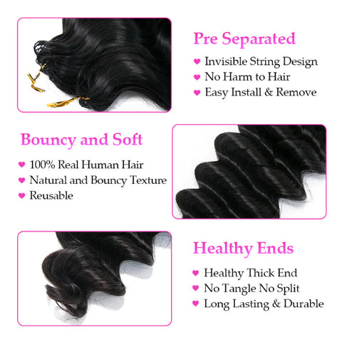 Loose Deep Wave Crochet Braid Human Hair Extensions Pre Seperated Feather Soft 50g/Piece Loose Curly Human Hair Braid Hair For Women Easy Install Hair Pieces