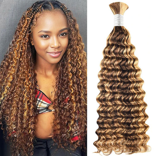 Ombre Highlight Deep Wave Hair Bulk For Boho Braiding Human Hair Styles No Weft Curly Hair Weaving