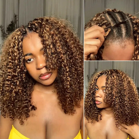Ombre Highlight Kinky Curly Crochet Hair Extensions Cheap Colored Kinky Curly Crochet Braid Human Hair Pre Seperated Feather Soft