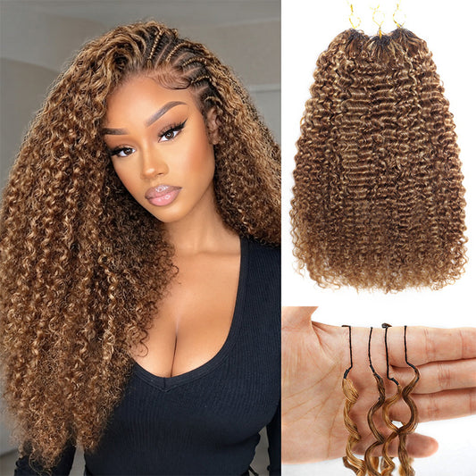Ombre Highlight Kinky Curly Crochet Hair Extensions Cheap Colored Kinky Curly Crochet Braid Human Hair Pre Seperated Feather Soft